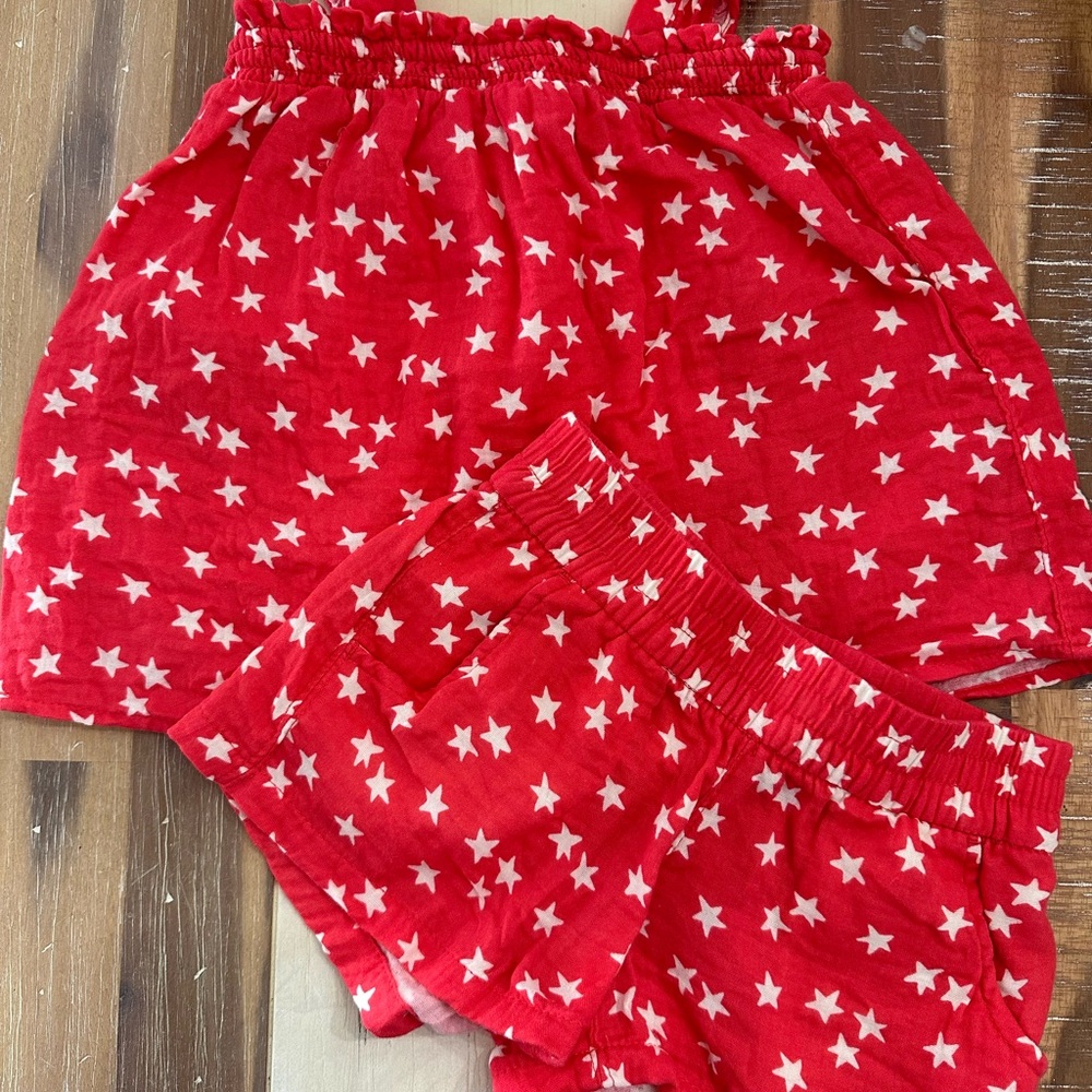 Cat & Jack Red and White Starry Ruffle Shorts Set